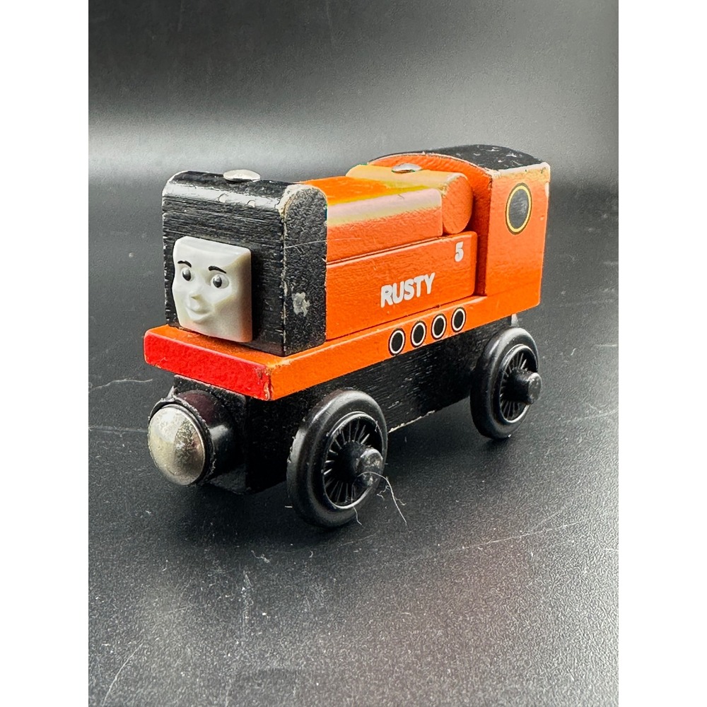 Thomas Wooden Railway Rusty Diesel Train Engine‎ Orange 2003 Vtg Learning Curve